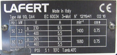 NEW LAFERT AM90L-DA4 MOTOR 265/460V 1680 RPM AM90LDA4