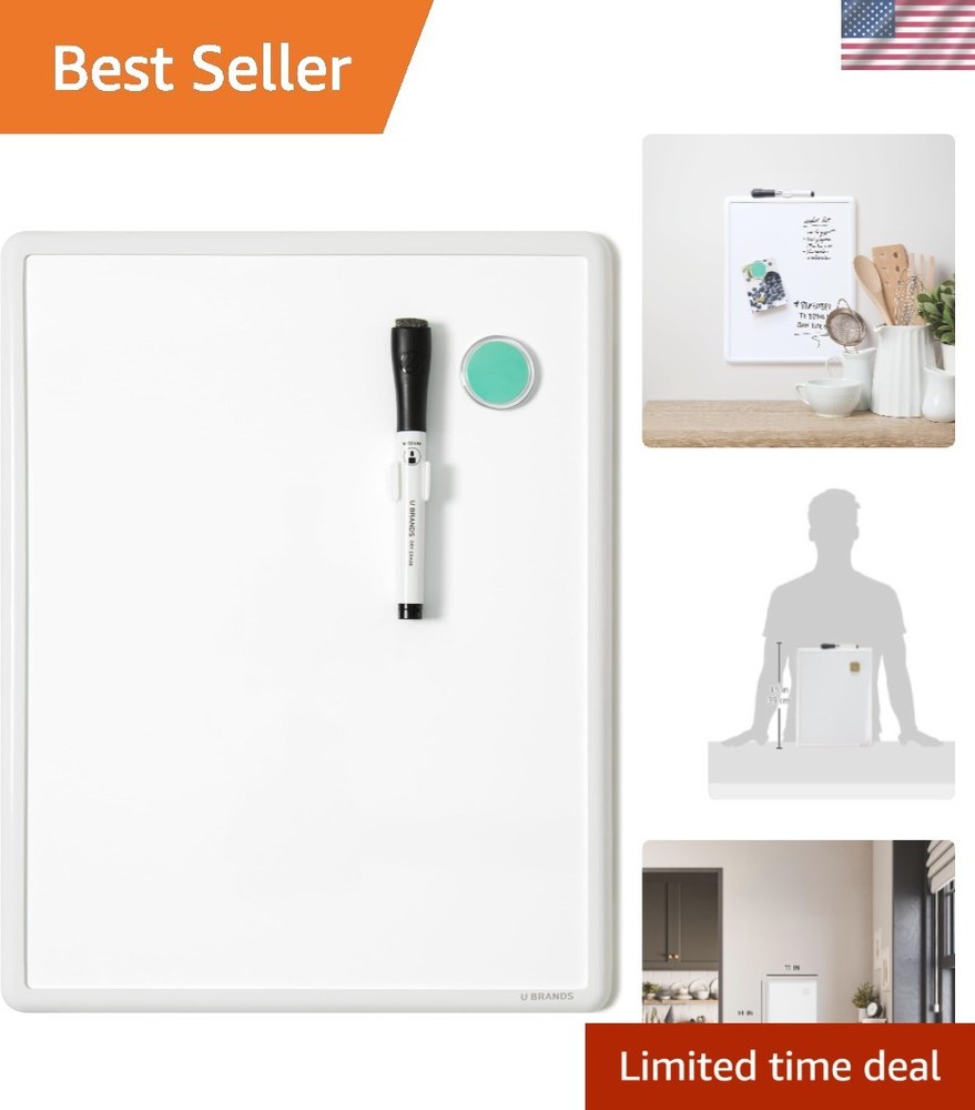 Compact 11″ x 14″ Magnetic Whiteboard with Modern Frame – For Home & Office