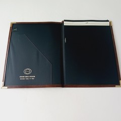 Vtg (1983) Hazel 12″x9.5″ Portfolio Binder Notepad Brass Corner Brown USA Oxford