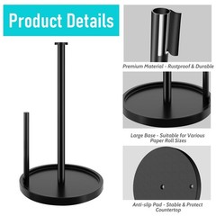 Paper Towel Holder Countertop, Standing Paper Roll Holder with Anti Slip Weighte