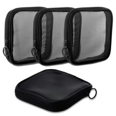 Fnuqz 4 Pcs Mesh Cosmetic Bag Transparent Zipper Mini Black