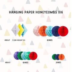 20 PCS MultiColor Paper Honeycomb Balls Rainbow Party Decor Baby Shower