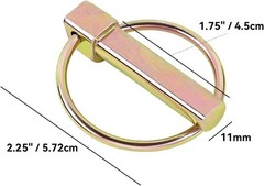 4 PCS Heavy Duty Pin with Ring fo Size: 7/16 Inch / 11 mm x 1-3/4 Inch / 45 mm