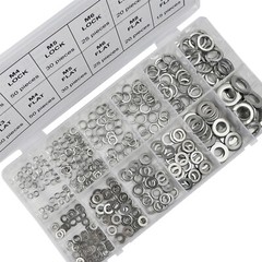 Split Lock and Flat Washer Assortment Set 304 Stainless Steel 400 Piece Silver