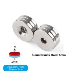 5/10/20/50 5 Sizes Strong Magnets Countersunk Ring Rare Earth Neodymium 5mm Hole