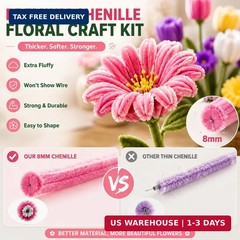 800 PCS Pipe Cleaners Bulk Flowers Kit, Pipe Cleaners Craft with Handle, 13 Colo