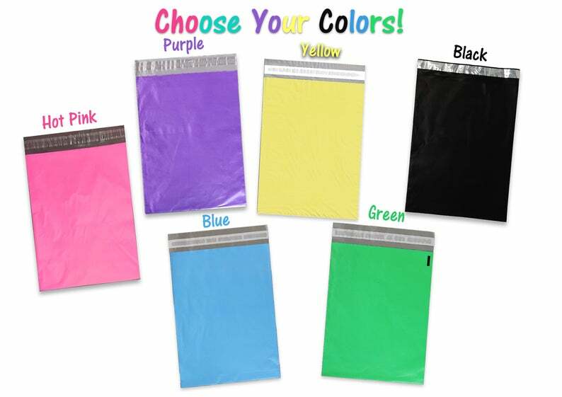 7.5 x 10.5″- 6 Beautiful Colors! Colored Flat Poly Mailers, Self Sealing Mailers
