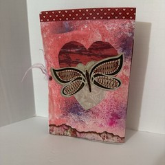 Handmade Junk Journal Valentine Theme Measures 8.5 X 5.5 Inches