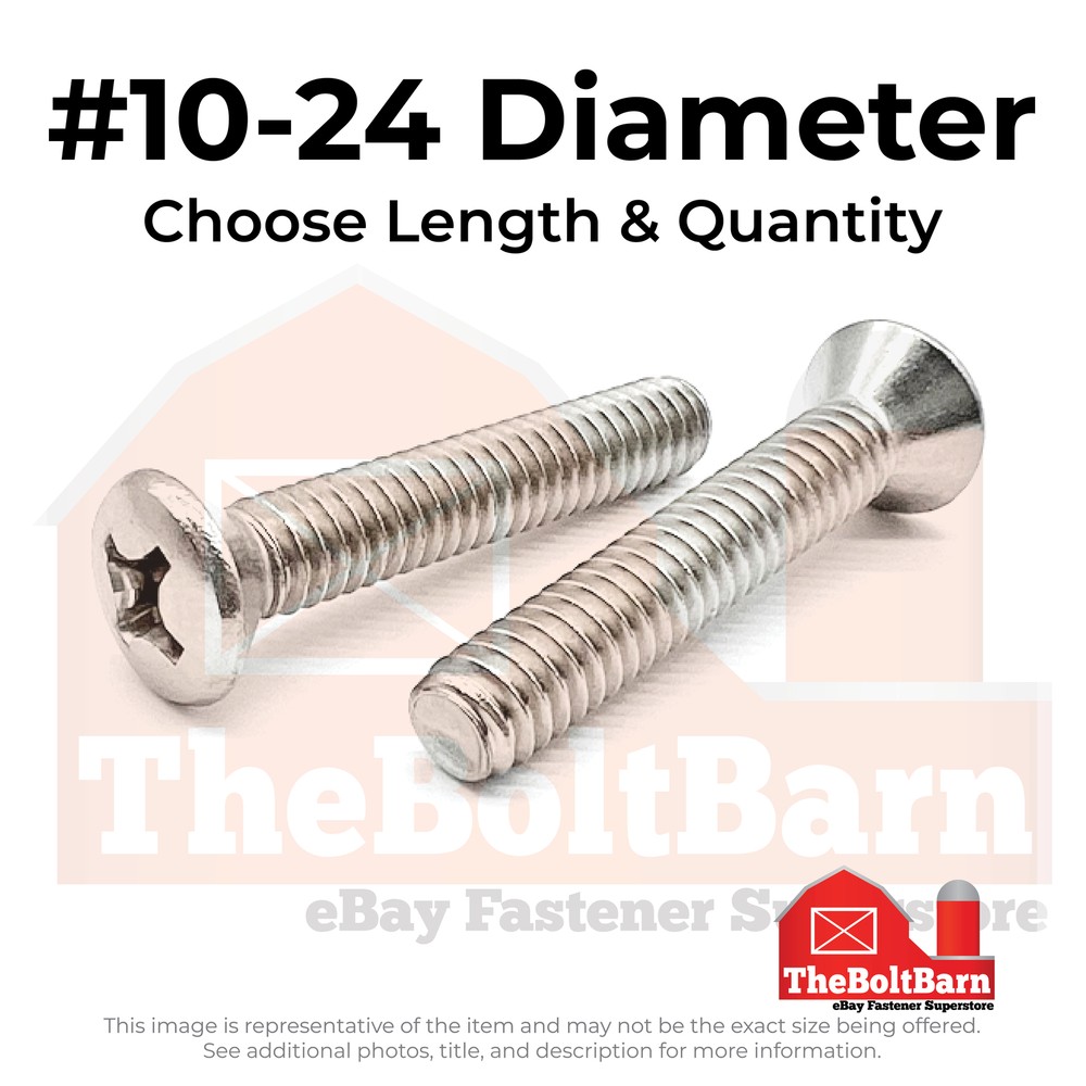 #10-24 316 Stainless Steel Phillips Oval Head Machine Screws(Pick Length & Qty)