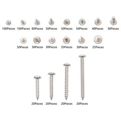 780 Pcs Pan Head Sheet Metal Screws Assortment Kit #4#6#8#10 Stainless