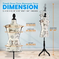 SereneLife Female Dress Form Mannequin Torso Display Mannequin Body