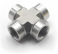 HFS(R) 1/4″ NPT Female Thread Pipe Fitting 4 Way Cross Stainless Steel 304