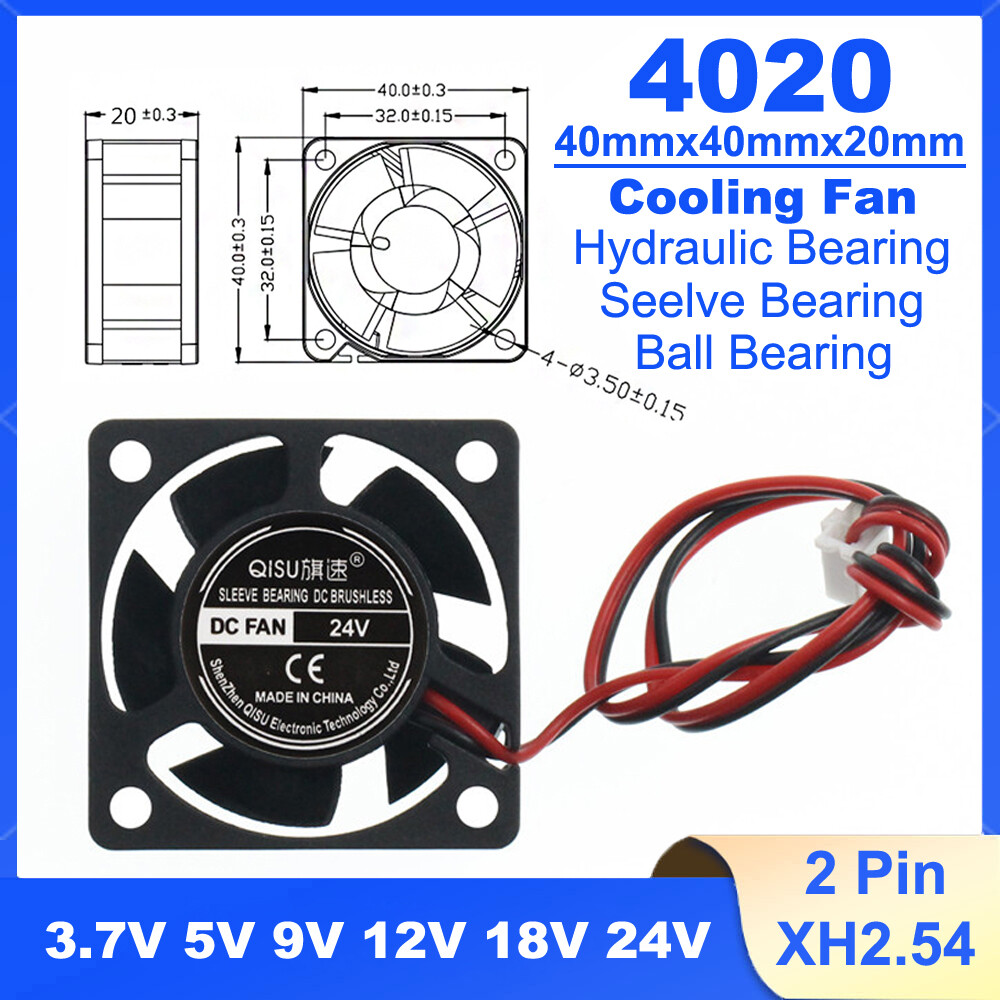 4020 40X40X20mm Brushless Cooling Fan Cooler Silent 3.7V 5V 12V 18V 24V DC 2 Pin