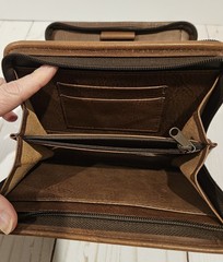 VTG Franklin Covey Brown Full-Grain Leather 2-Zipper Wallet Binder – RARE