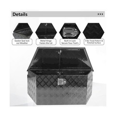 BLACKHORSE-RACING 39inch Aluminum Trailer Tongue Box with Lock & Keys, Stripe…