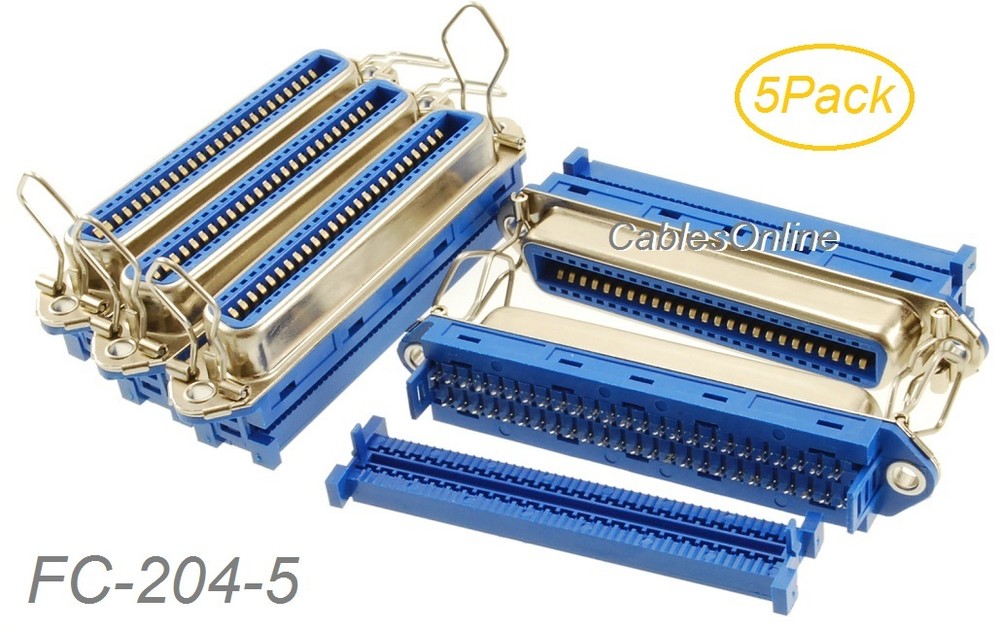 5-Pack Centronics 50-Pin IDC Type Female CN50 Crimp Connector for Ribbon Cable