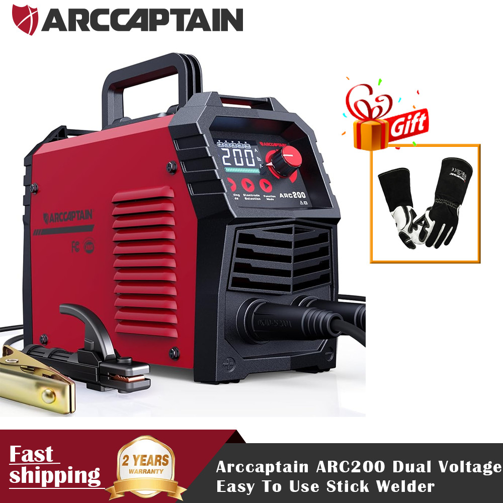 ARCCAPTAIN 200Amp Stick Welder, 110V/220V ARC/Lift TIG Machine +Welding Gloves