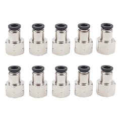 10 Pack Pneumatic Female Straight 1/4 Inch Tube OD X 1/4 Inch NPT Thread Push to