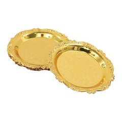 6PCS Vintage Snack Plates 10cm/3.94in Round Restaurant Serving Trays Set Gold