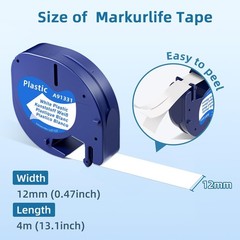 50PK Dymo Letratag Refill 91331 White Plastic Label Tape 12mm 1/2″ LT-100H 100T