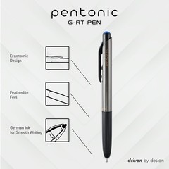Pentonic G-RT Retractable Gel Pens, 5 Count, Blue 1 Count (Pack of 5),
