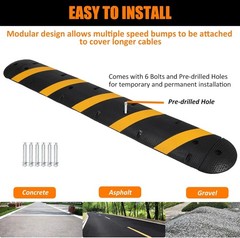 1PC 6ft Heavy Duty Rubber Speed Bump Cable Protector Ramp Stream Hump Driveway