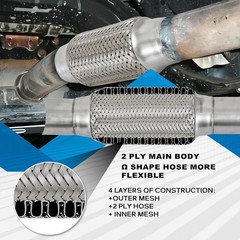 2.5”X6”universal stainless steel Exhaust Flex Pipe with Ends 10″ Inch Long …