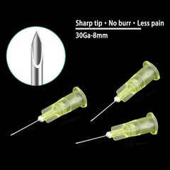 Disposable Luer Lock Needle 30Ga 5/16 Inch 8mm 100Pack(30Ga-5/16IN)