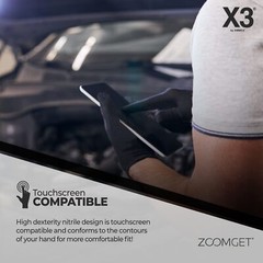 100 Pack Black Nitrile Gloves 3 Mil Light Duty Latex Free Comfortable Fit