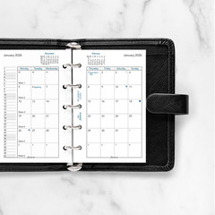 C68110-26 Mini Size Month-To-View Calendar Diary Refill White Paper 2026