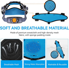 Hard Hat Sweatband and Top Pad for Safety Helmet, Washable Hard Hat Cooling Line