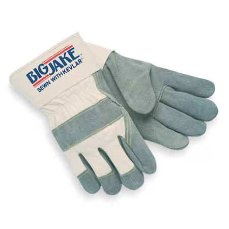 Mcr Safety 1700L Leather Gloves, Cowhide, Safety Cuff, Wing Thumb, Full Finger,
