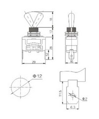 HEAVY DUTY SPST ON-OFF TOGGLE SWITCH 20A 125V, 15A 250V SPADE TERMINALS (11A)