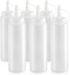 Plastic Squeeze Bottles 8 oz Clear Pack of 6 Leak Resistant BPA Free Reusable