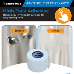 White Vapor Barrier Tape – 4″ x 60 Yd, 9 Mil Polyethylene – USA Made – Sandbaggy