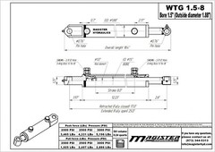 Hydraulic Cylinder Welded Double Acting 1.5″ Bore 8″ Stroke Tang 1.5×8 WTG style
