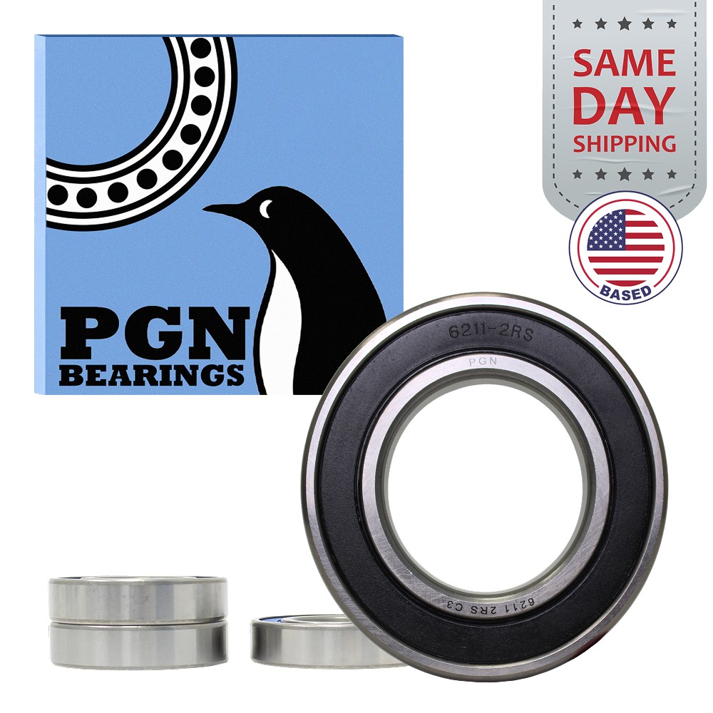 (4) 6211-2RS Premium Rubber Seal Ball Bearing C3 EMQ, 55x100x21, 6211 2RS 6211rs