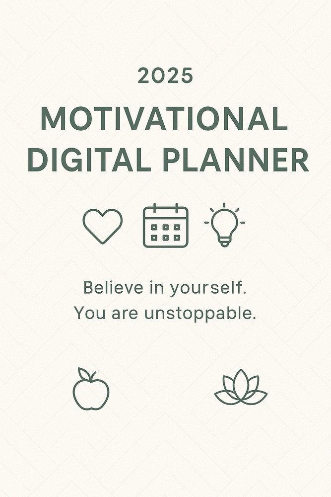 Motivational Digital Planner 2025 – PDF Download I Daily,Weekly & Monthly Org.
