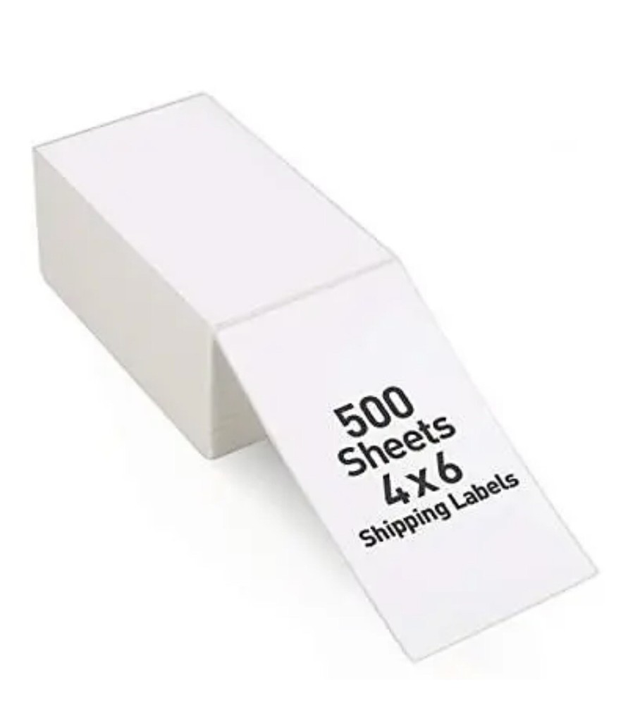 500 4×6 Fanfold Direct Thermal Shipping Labels for Zebra & Rollo Printers