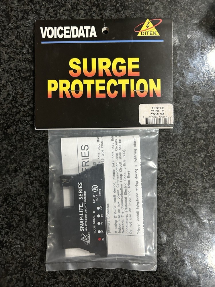 Ditek DTK-SL30B Snap-Lite Series 1-pair, 30V, 66 block snap-on surge protector