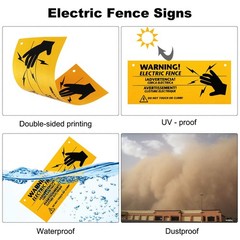 Blulu 8 Pieces Electric Fence Warning Signs 10 10×4 inches, yellow and black