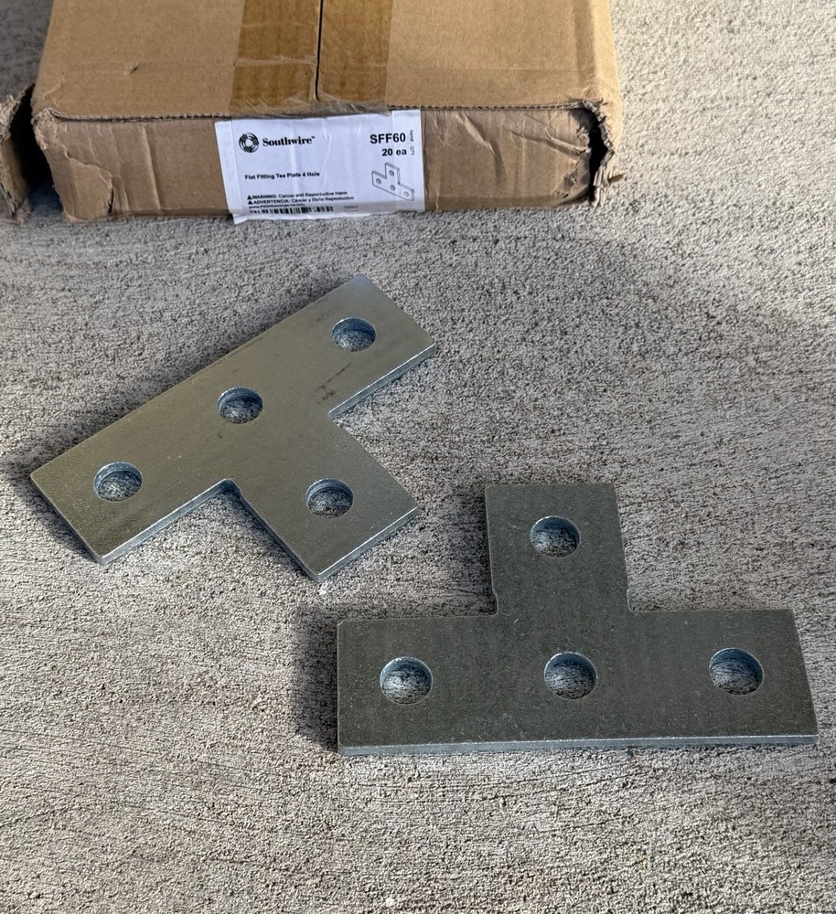 20-PK! Southwire Garvin Four-Hole Flat Fitting Tee Plate Zinc Plated Steel SFF60