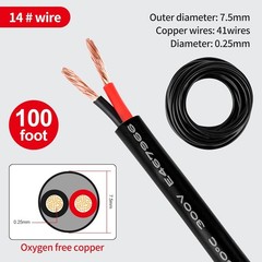14 Gauge Wire 2 Conductor 14 AWG Electrical Wire Stranded PVC Cord Oxygen-Free C