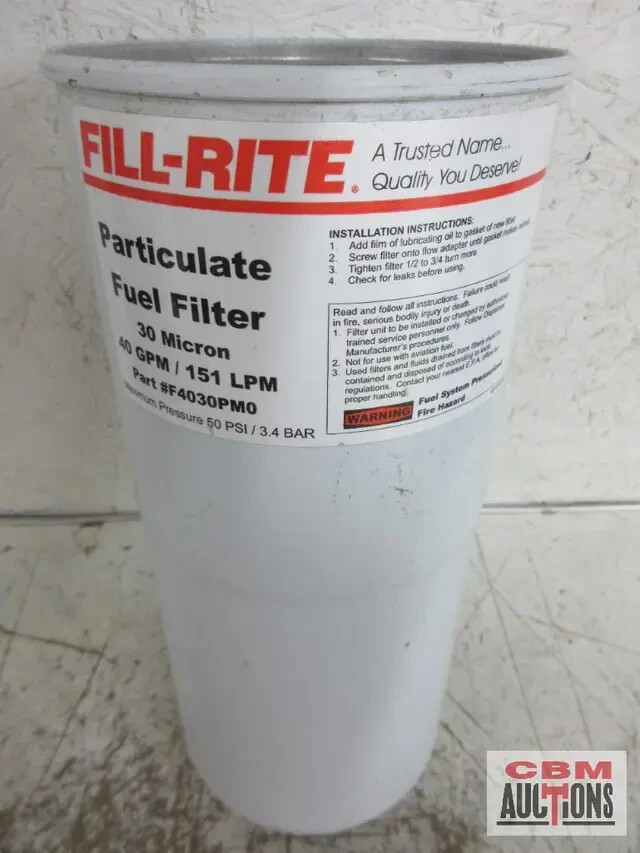 NEW OLD STOCK! FILL-RITE 30 MICRON 40GPM/151LPM PARTICULATE FUEL FILTER F4030PM0