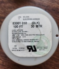 Belden 83001 010 28g Silver Coated Copper Wire, TFE insulation, Black 100ft/30M