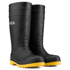 HISEA Men Steel Toe Rain Boots Waterproof Fishing Hunting Garden Mud Work Boots