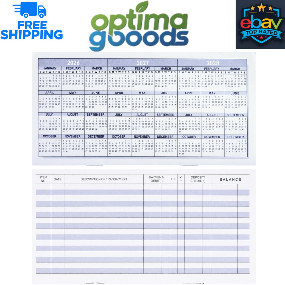 20 Pack Checkbook Register, Check Registers for Personal & Business Bank Account