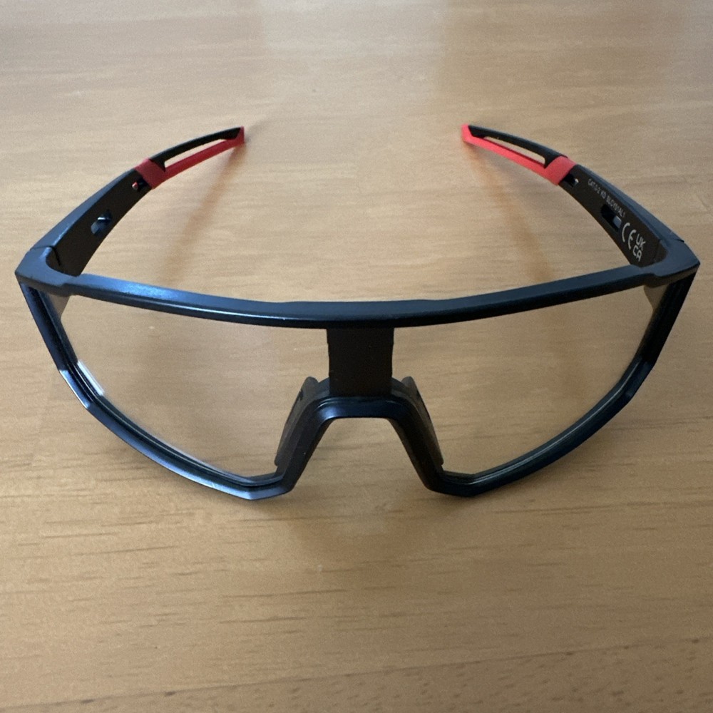 Cycling Glasses Black Red Clear Lens