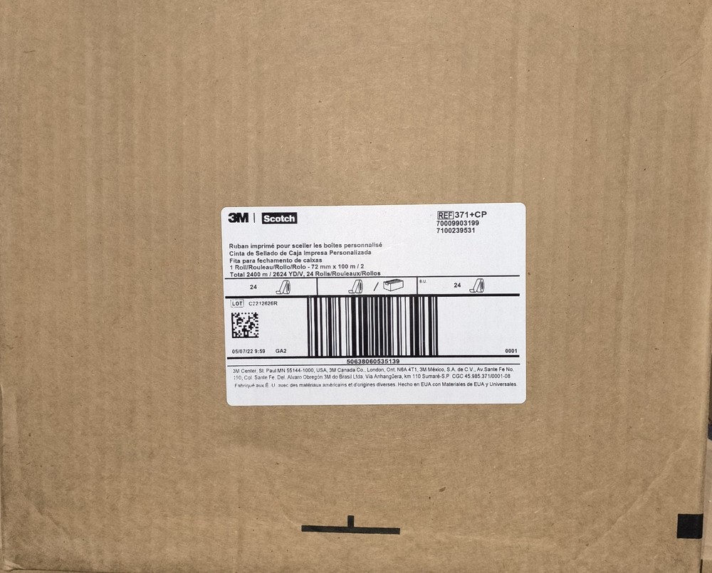 3M Scotch Box Sealing Tape 371, 72mm x 100m, Moisture-Resistant, Red, 24-Pack