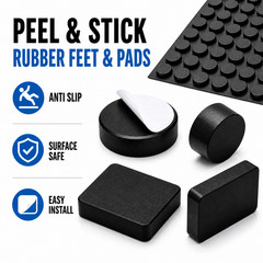 3/4″ Square Pyramid Peel & Stick Silicone Rubber Bumpers for Panels (32 Pack)